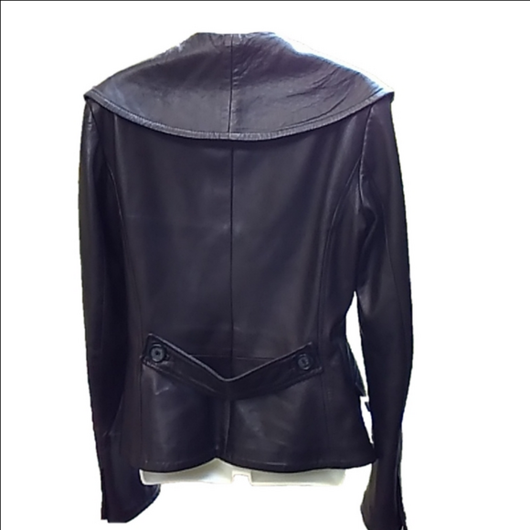 Vtg DANIER Genuine Leather Black Button Up Women's Tailored Jacket Size S - Picture 2 of 16